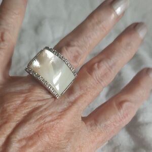 Elegant Silver and Mother Of  pearl Statement Ring